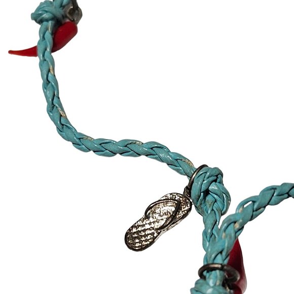 Handmade Turquoise Braided Cord Charm Necklace Assorted Beads Pendants Jewelry - Picture 3 of 12